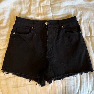 black jean shorts